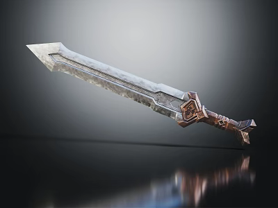 Ancient Decorative Sword With Intricate Metal Blade And Ornate Hilt Design 3d model