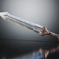 Ancient Decorative Sword With Intricate Metal Blade And Ornate Hilt Design 3d model