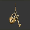 Golden Heart Shaped Padlock and Key Hardware Tools for Security and Decoration