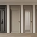 Modern Interior Doors With Various Designs Grey Color Glass And Solid Panels 3d model