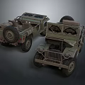 Vintage Olive Green Military Jeeps With Open Top Large Tires And Front Grille Design