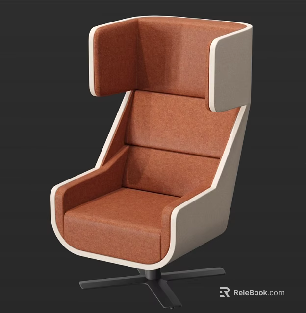 Modern Brown Fabric Office Chair With Ergonomic Backrest And Armrests 3d model 