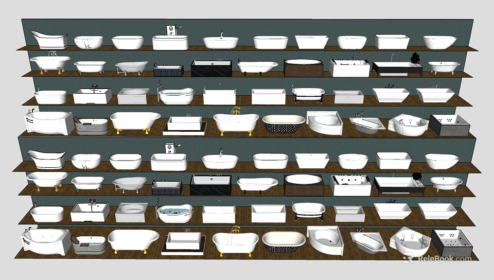 Various Modern Bathtub Designs In Different Styles For Bathroom 3d model 
