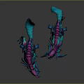Fantasy Mythical Creature With Blue Green Purple Wings And Reflective Surface