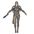 Armored Warrior Character Standing With Mythical Creature In Battle Attire