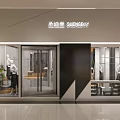 SHENDIAY Mall Store Modern Exterior With Glass Doors Shop Window Mannequins And Green Plants