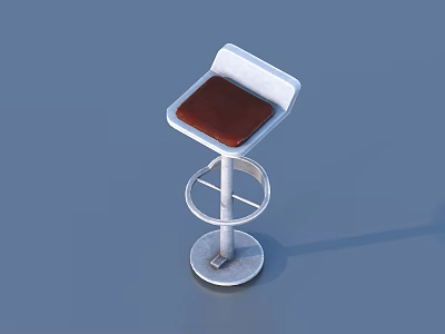 Modern Bar Stool with Metal Frame Brown Seat and Round Base Footrest 3d model