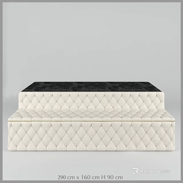 Modern Upholstered Sectional Sofa With Quilted Diamond Pattern White Black Layered Design 3d model 