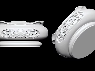White Carved Decorative Ornaments With Intricate Floral Patterns For Architectural Decor 3d model