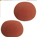 Two Round Orange Fabric Poufs Modern Stylish Seating For Living Room