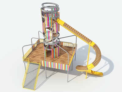 Straight up the sky slide combination climbing combination unpowered amusement equipment 3d model