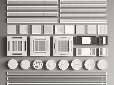 Various Types Of Air Conditioner Vents With Modern Designs And Classic Styles 3d model