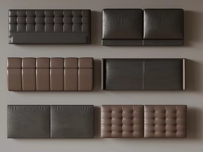Various Leather Headboards In Black And Brown With Tufted And Smooth Designs 3d model