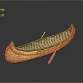 Traditional Wooden Canoe with Decorative Patterns and Paddle Classic Water Transport Design Showcasing Craftsmanship