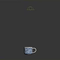 Decorative White Mug With Blue Intricate Scroll Patterns And Handle