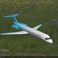 Modern Blue And White Airplane Design With Wings Engines And Tail Structure