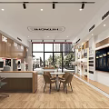 Hitachi Appliance Store Modern Interior With Washer Refrigerator Display And Wooden Elements