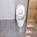 Modern White Smart Toilet With Open Lid And Ambient Wall Lighting