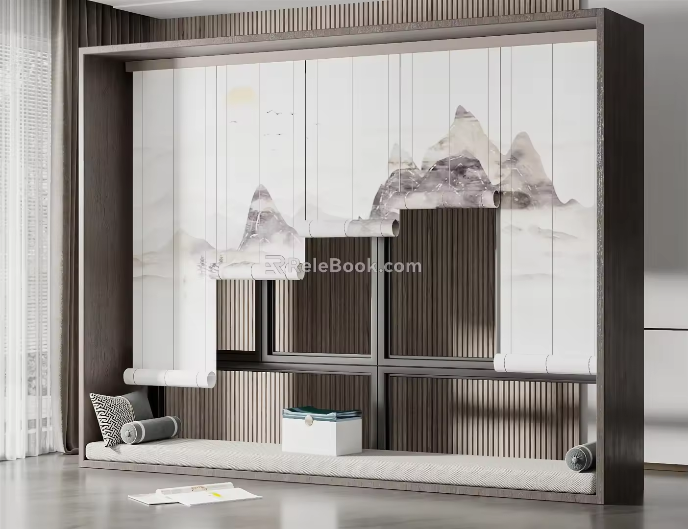 New Chinese-style roller shutter window 3d model