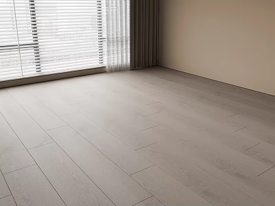 Light Wood Flooring In Bright Room With Window Blinds And Curtains And Light Colored Walls 3d model