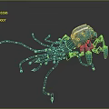 Decorative Lamp With Blue Mechanical Octopus Design And Black Tentacles Featuring Yellow Dots