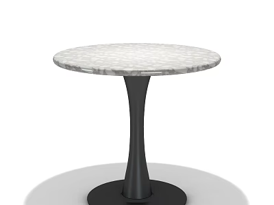 Modern Round Dining Table With Marble Top And Black Metal Base 3d model