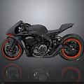 Modern Sporty Motorcycle Design With Black Body Red Accent Wheels And Sleek Seat