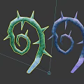 Two Unique Spiral Shaped Plants With Green And Blue Purple Thorns
