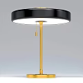 Stylish Black And White Table Lamp With Gold Stand And Round Base
