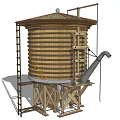 Wooden Industrial Storage Tank Equipment With Metal Ladder And Support Structure