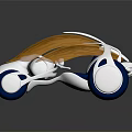 Orange Silver Blue Sleek Artistic Object With Wheel Base Transparent Elements And Reflective Surface
