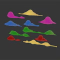 Pink Mountain Models With Multiple Peaks On Dark Background And Reflections