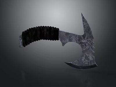Medieval Axe Weapon Design With Black Braided Handle And Textured Metal Blade 3d model