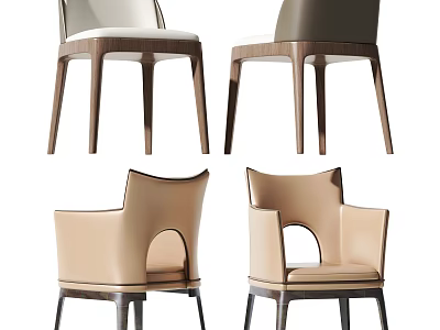 Modern Leisure Chair With Beige Leather Upholstery Armrest And Wooden Legs Design 3d model