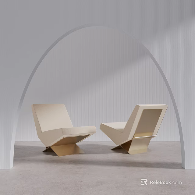 Modern Single Sofa With Geometric Design And Beige Upholstery For Minimalist Interior Space 3d model 