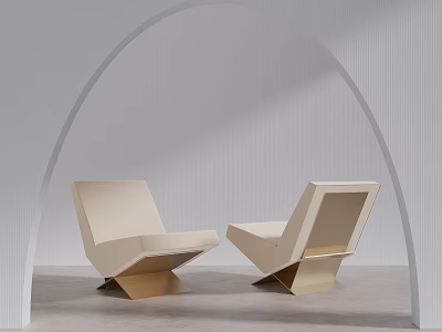 Modern Single Sofa With Geometric Design And Beige Upholstery For Minimalist Interior Space 3d model