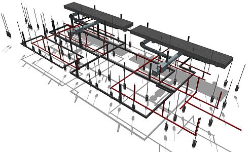 modern pipe parts 3d model