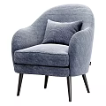 Modern Blue Single Sofa With Soft Fabric Upholstery Accent Pillow And Black Tapered Legs