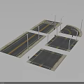 Realistic Road Traffic Model Featuring Street Lights Intersection Lanes And Pavement 3d model