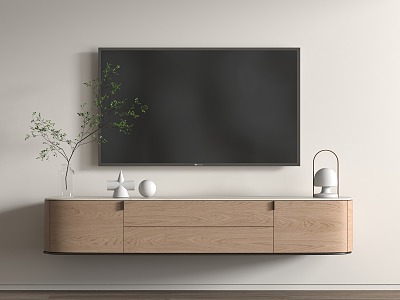 Modern TV Cabinet Floor Cabinet Wood Stone 3d model