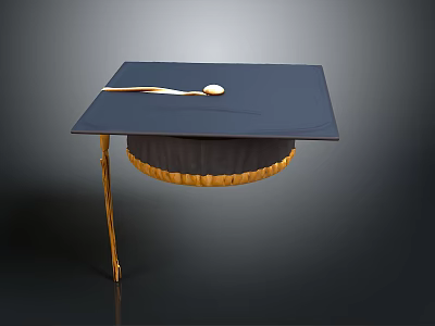 Black Graduation Cap With Gold Tassel And Classic Academic Design For Daily Use 3d model