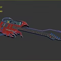 Red Electric Guitar With Unique Shape Control Panel And Modern Design
