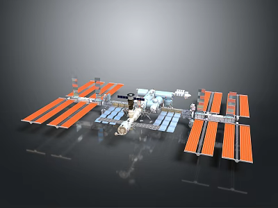 International Space Station Structure Featuring Solar Panels Robotic Arm And Modules 3d model