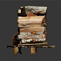 Two Long Decorative Furniture Shelves With Stacked Design And Copper Metal Frames
