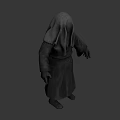 Mysterious Hooded Robed Figure 3D Model With Dark Cloak and Outstretched Hands