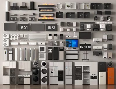 Variety Of Household Appliances Display In Showroom 3d model