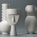 Modern Abstract Ceramic Vessels With Tall Pedestal Bases And Symmetric Handles
