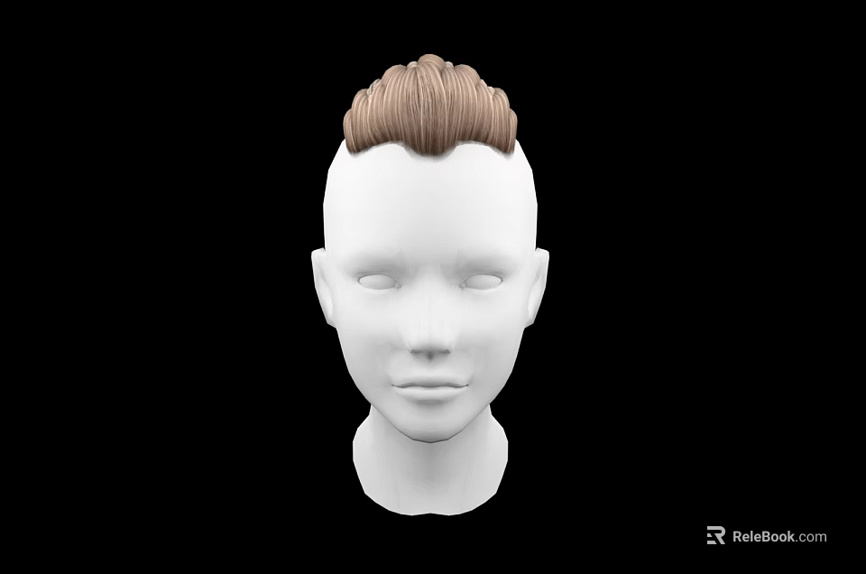 Game and Movie Character 3D Head Model With White Face and Brown Hairstyle 3d model 