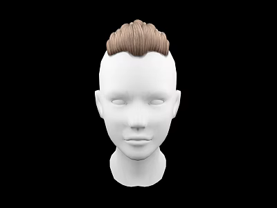 Game and Movie Character 3D Head Model With White Face and Brown Hairstyle 3d model