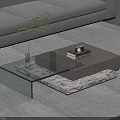 Modern Coffee Table With Glass Top Wooden Base Vase Books And Sofa In Living Room